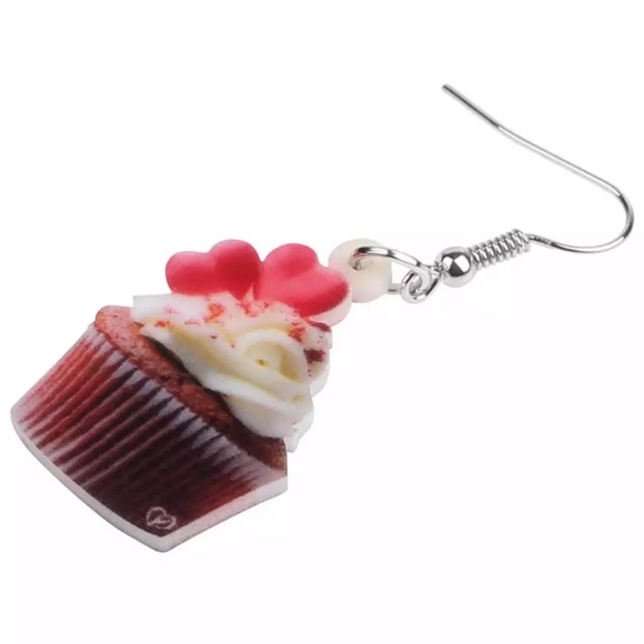 Sweetheart Cupcake Acrylic Hang Earrings - Picture 4 of 12